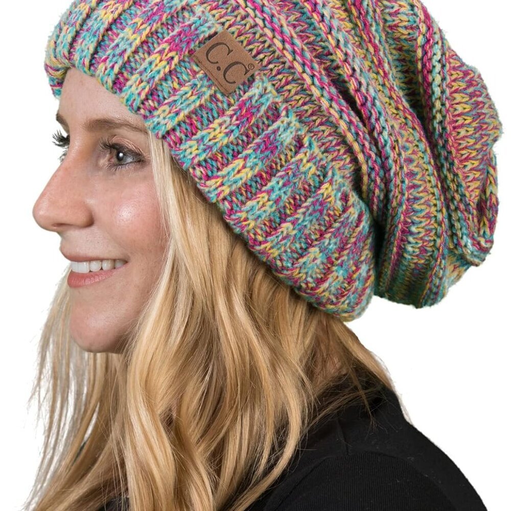 Slouchy Beanie for Women Winter Hat Warm Slouch Oversized Soft Chunky Cable Knit